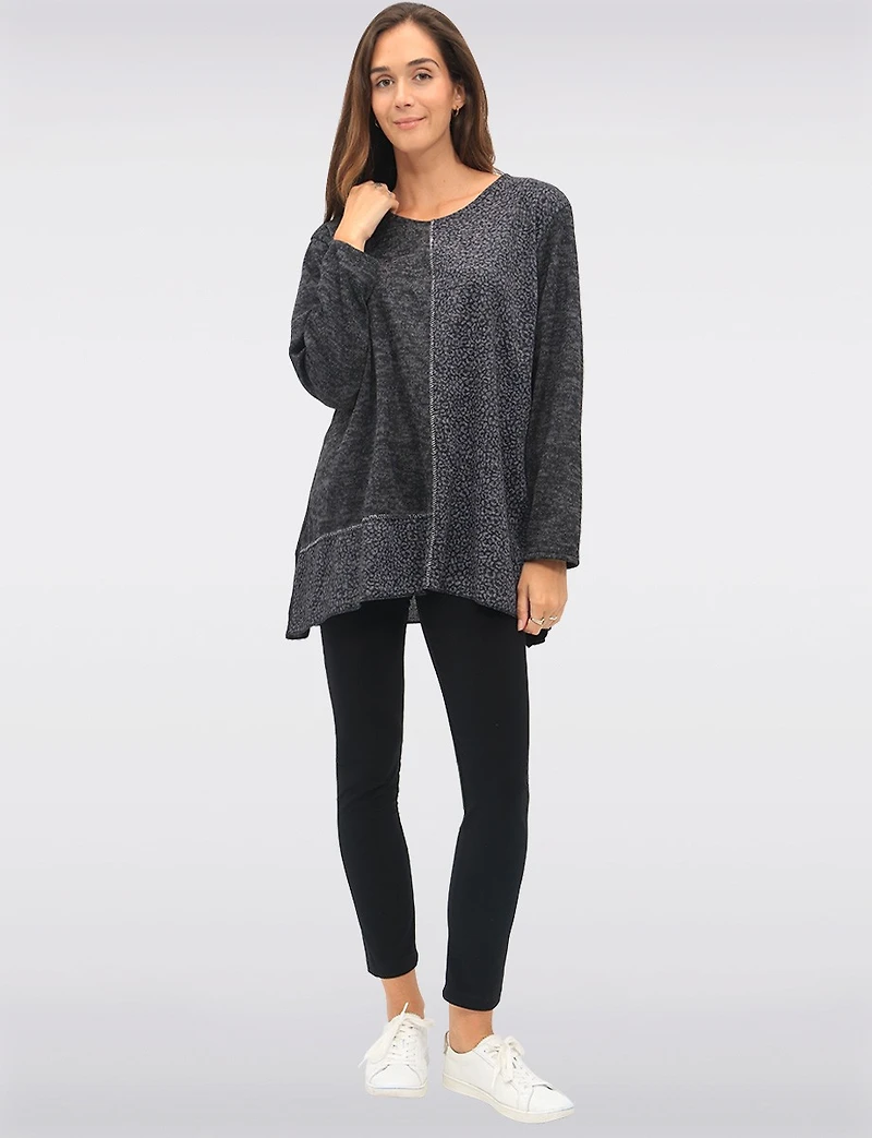 Stylish Leopard Print Patch Panel Tunic by Froccella
