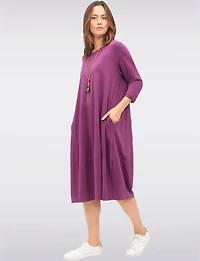 Chic Long Cotton Dress with Necklace and Three-Quarter Sleeves by Froccella