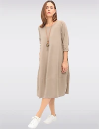 Chic Long Cotton Dress with Necklace and Three-Quarter Sleeves by Froccella