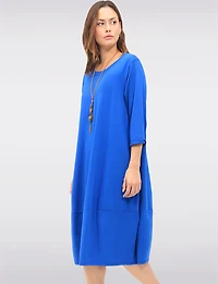 Chic Long Cotton Dress with Necklace and Three-Quarter Sleeves by Froccella