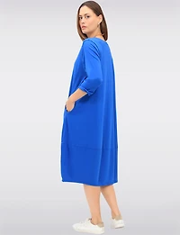 Chic Long Cotton Dress with Necklace and Three-Quarter Sleeves by Froccella