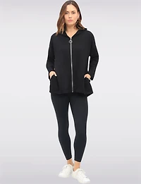 Versatile Zip-Up Stretch Hoodie with Long Sleeves & Side Pockets by Froccella