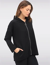 Versatile Zip-Up Stretch Hoodie with Long Sleeves & Side Pockets by Froccella