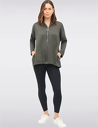 Versatile Zip-Up Stretch Hoodie with Long Sleeves & Side Pockets by Froccella