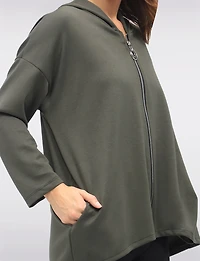 Versatile Zip-Up Stretch Hoodie with Long Sleeves & Side Pockets by Froccella