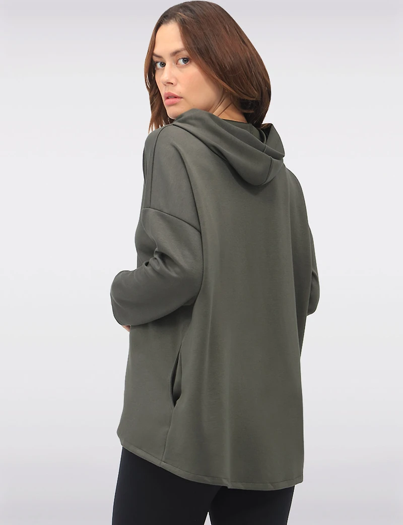 Versatile Zip-Up Stretch Hoodie with Long Sleeves & Side Pockets by Froccella
