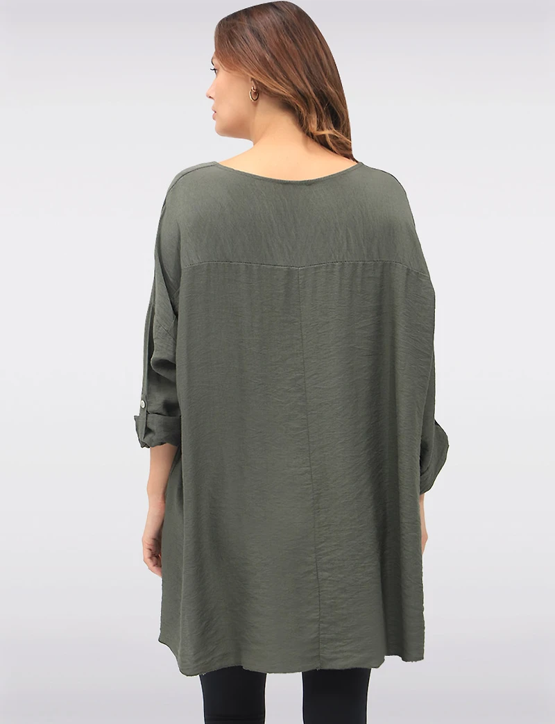 Sequin Bow & Cheetah Print High-Low Top with Adjustable Sleeves by Froccella