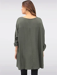 Sequin Bow & Cheetah Print High-Low Top with Adjustable Sleeves by Froccella