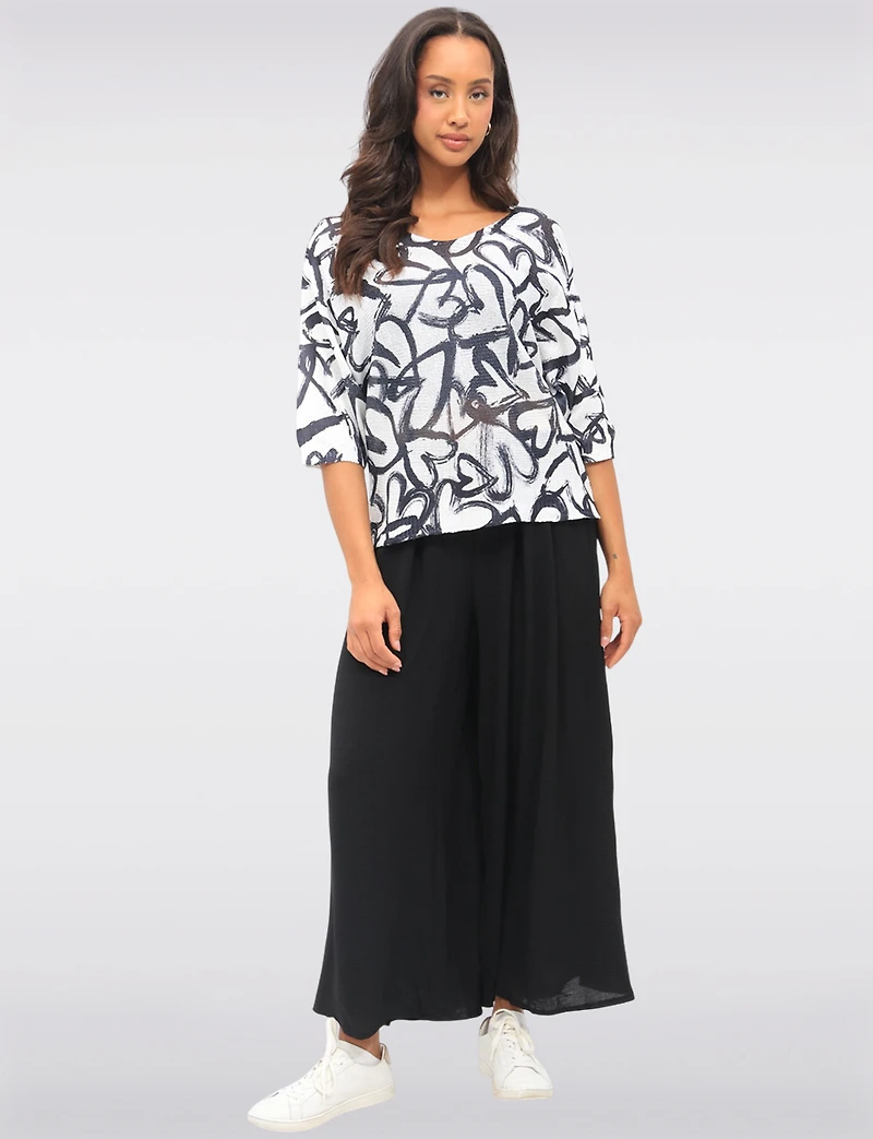Chic Crinkle Flowy Wide Leg Pant With Pull-On Elastic Waist Band By Froccella