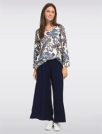 Chic Crinkle Flowy Wide Leg Pant With Pull-On Elastic Waist Band By Froccella