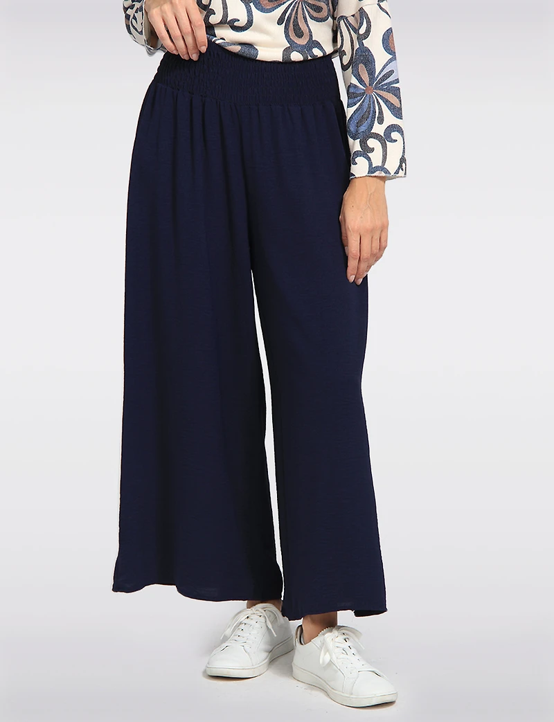 Chic Crinkle Flowy Wide Leg Pant With Pull-On Elastic Waist Band By Froccella