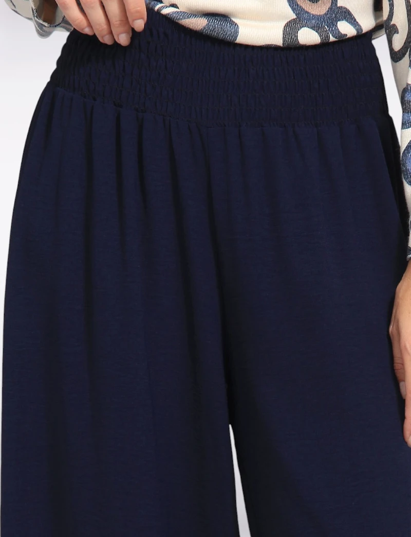 Chic Crinkle Flowy Wide Leg Pant With Pull-On Elastic Waist Band By Froccella