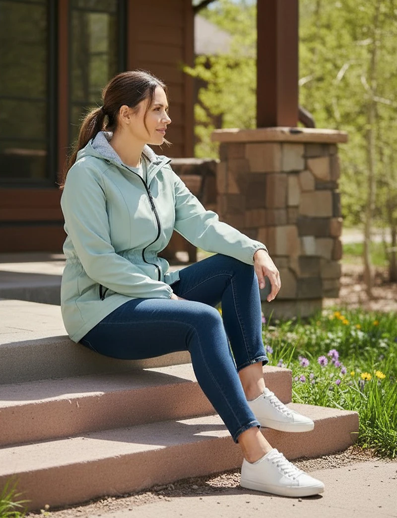 Lightweight Hooded Active Raincoat by Free Country – Water-Resistant Anorak