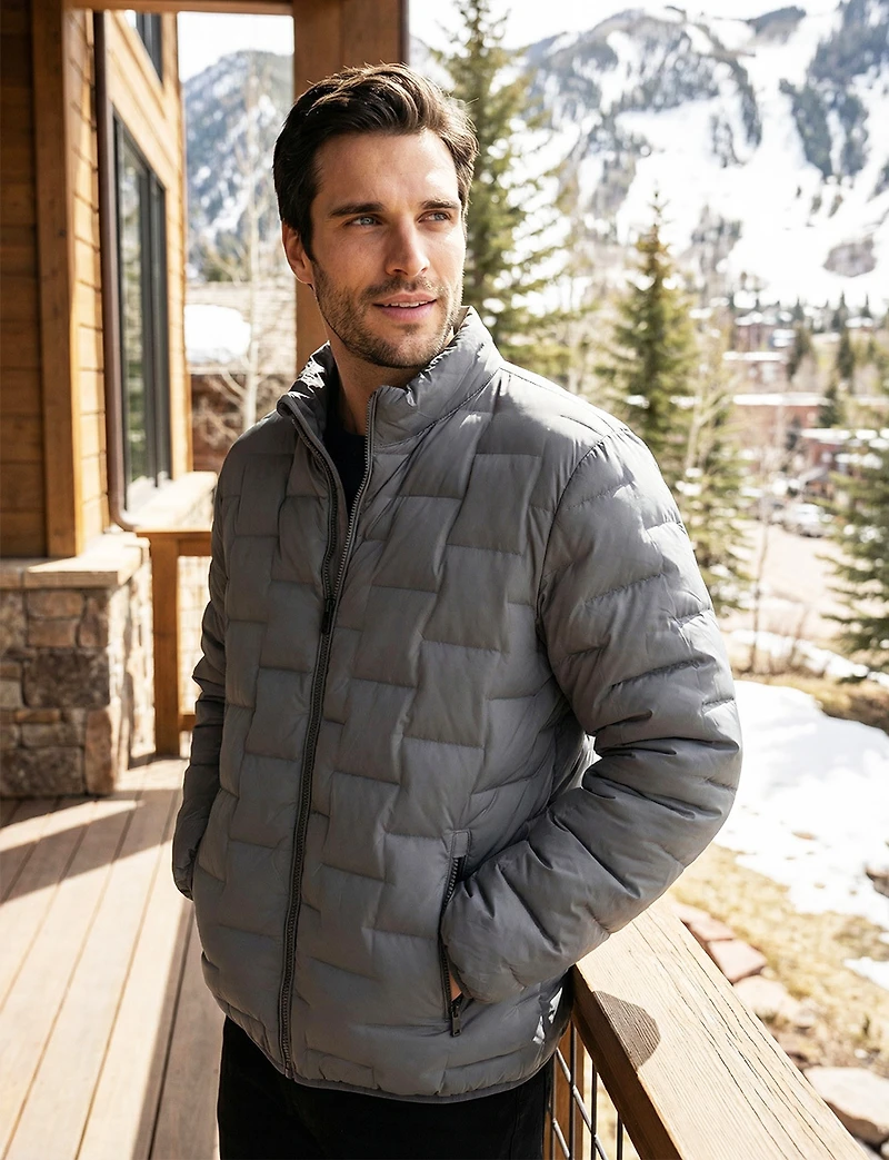 Modern Lightweight Quilted Puffer Jacket with Eco-Down by Point Zero