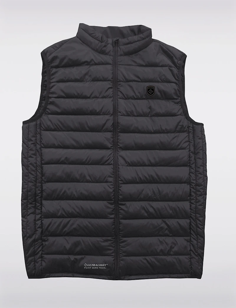 Black Ultralight Windproof & Water-Resistant Quilted Puffer Vest by Point Zero