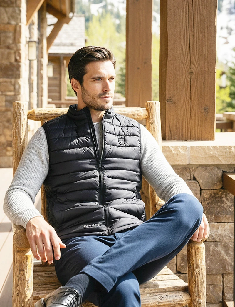 Black Ultralight Windproof & Water-Resistant Quilted Puffer Vest by Point Zero