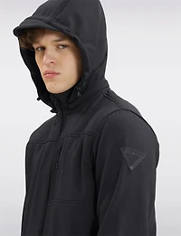 Black Dry-Tech Wind & Water-Resistant Softshell Jacket With Hood by Point Zero