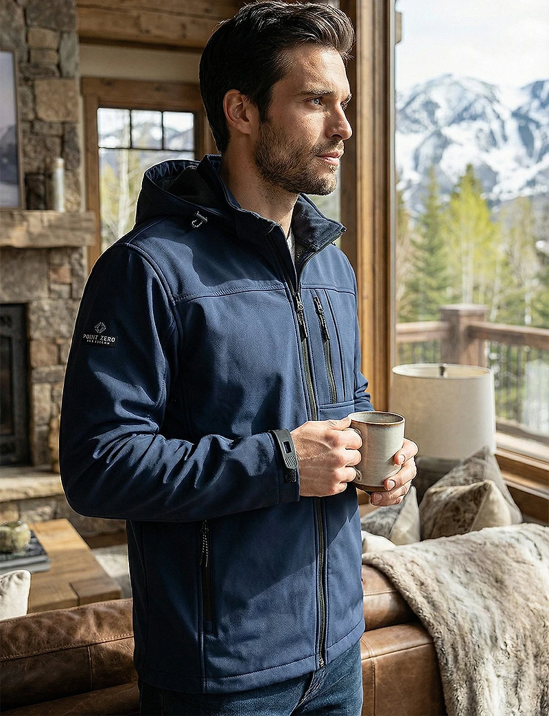 Lightweight Dry-Tech Softshell Hooded Rain Jacket by Point Zero