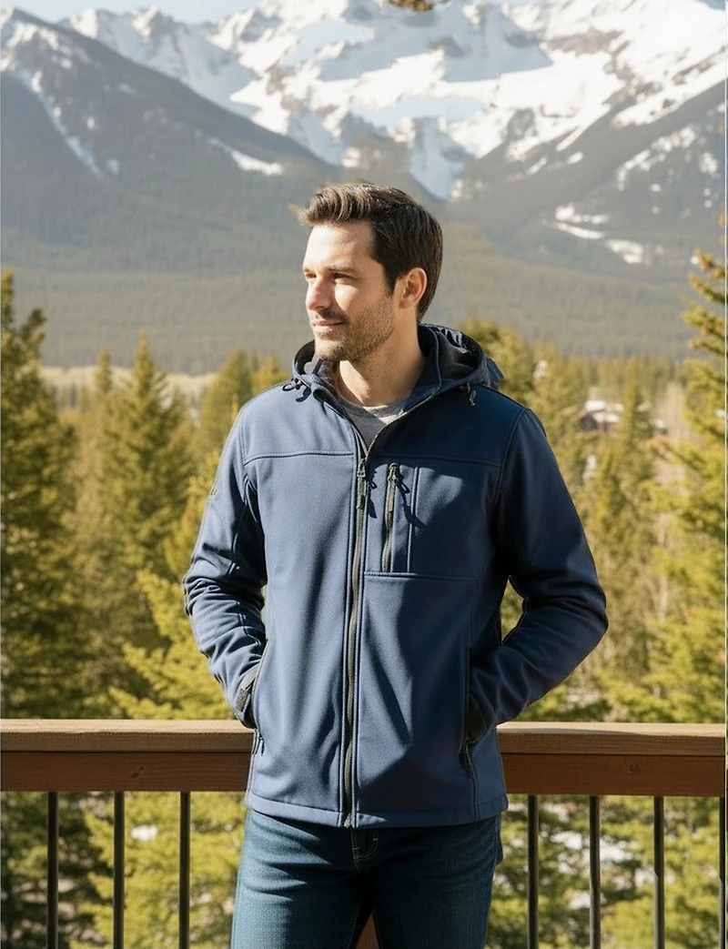 Lightweight Dry-Tech Softshell Hooded Rain Jacket by Point Zero