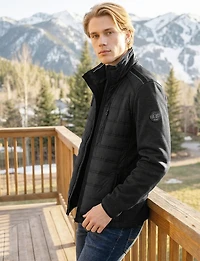 Lightweight Sporty Puffer Jacket With Quilted-Knit Rib Design by Point Zero