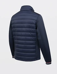 Men's Navy Lightweight Puffer Jacket With Quilted-Knit Rib Design by Point Zero