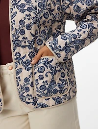 Chic Cropped Quilted Jacket with Blue & Cream Floral Paisley Print by Vero Moda