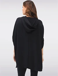 Flowy Pull-On Hooded Top with Woman Print & Metallic Foil Details by Froccella