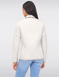 Vegan Reversible Print on Solid Quilted Jacket with Contrasting Trim by Saki