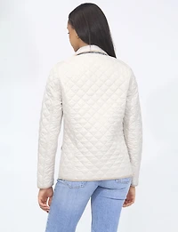 Vegan Reversible Print on Solid Quilted Jacket with Contrasting Trim by Saki