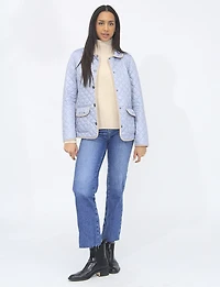 Vegan Reversible Print on Solid Quilted Jacket with Contrasting Trim by Saki