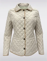 Vegan Reversible Print on Solid Quilted Jacket with Contrasting Trim by Saki