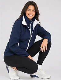 Lightweight Active Vegan Hooded Windbreaker Jacket with Inner Zip-up Bib by Saki