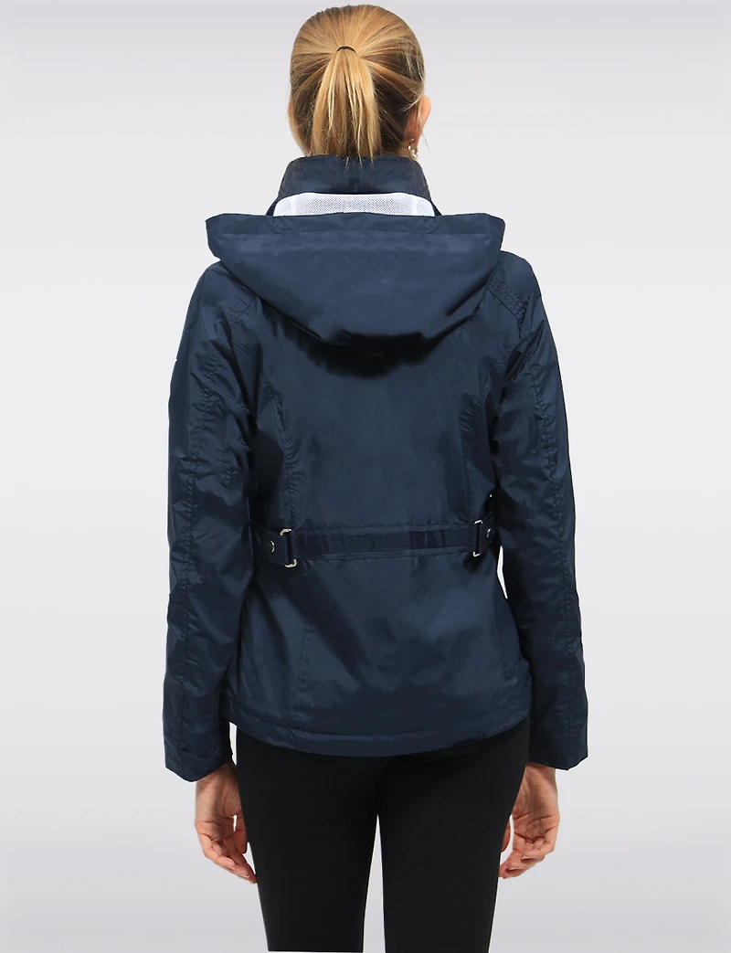 Lightweight Active Vegan Hooded Windbreaker Jacket with Inner Zip-up Bib by Saki