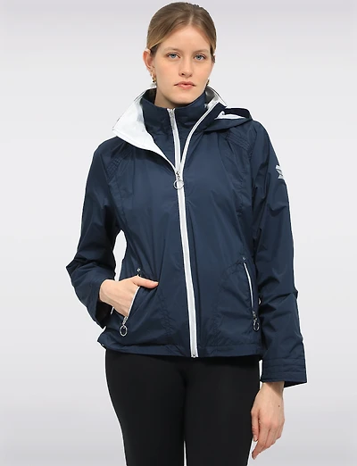 Lightweight Active Vegan Hooded Windbreaker Jacket with Inner Zip-up Bib by Saki