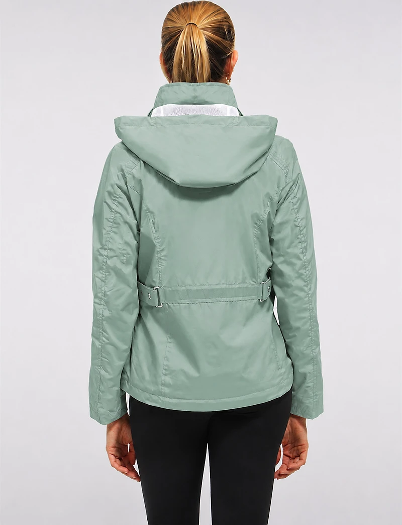 Lightweight Active Vegan Hooded Windbreaker Jacket with Inner Zip-up Bib by Saki