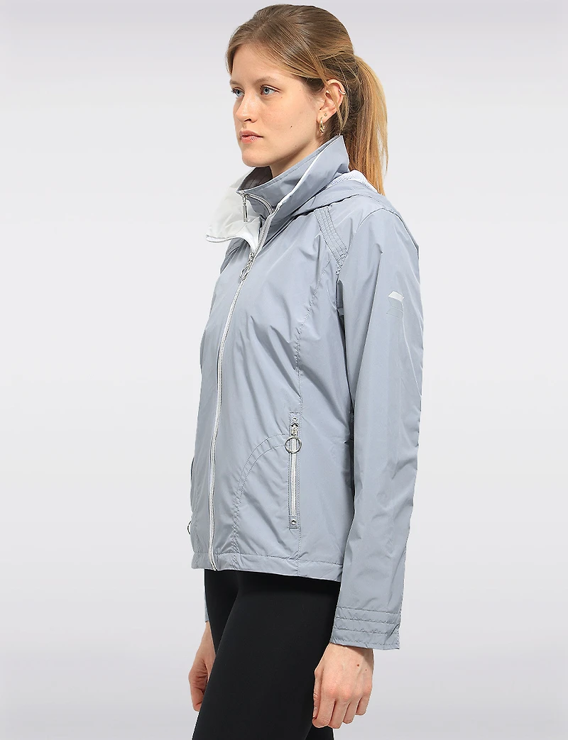 Lightweight Active Vegan Hooded Windbreaker Jacket with Inner Zip-up Bib by Saki