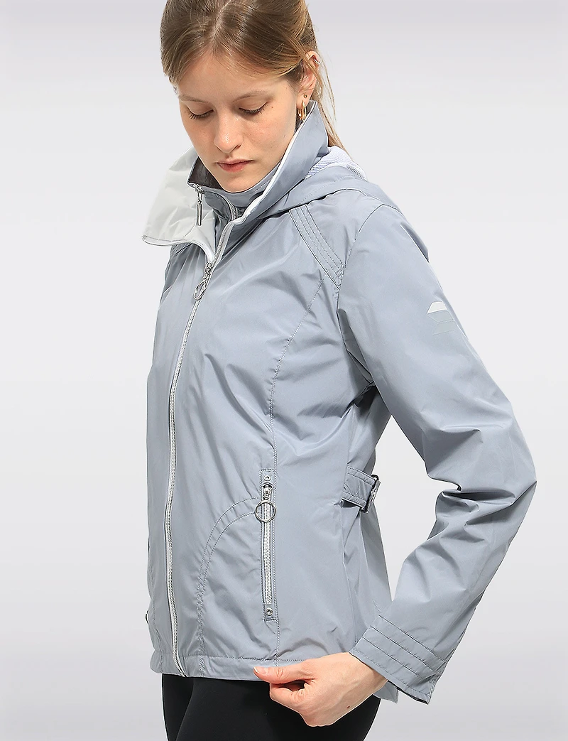 Lightweight Active Vegan Hooded Windbreaker Jacket with Inner Zip-up Bib by Saki