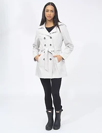 Lightweight Breathe-Tech® Softshell Double-Breasted Belted Trench Coat by Saki
