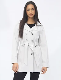Lightweight Breathe-Tech® Softshell Double-Breasted Belted Trench Coat by Saki