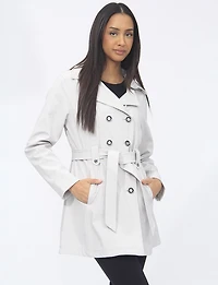 Lightweight Breathe-Tech® Softshell Double-Breasted Belted Trench Coat by Saki