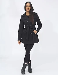 Lightweight Breathe-Tech® Softshell Double-Breasted Belted Trench Coat by Saki