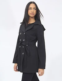 Lightweight Breathe-Tech® Softshell Double-Breasted Belted Trench Coat by Saki