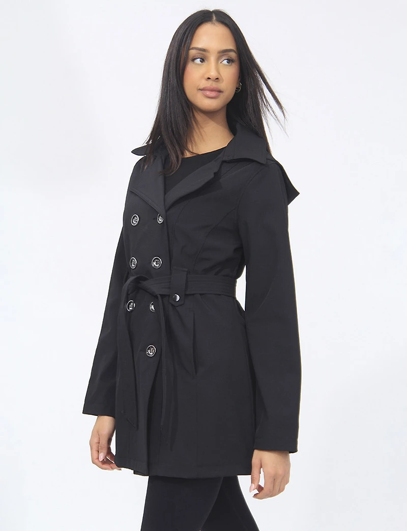 Lightweight Breathe-Tech® Softshell Double-Breasted Belted Trench Coat by Saki