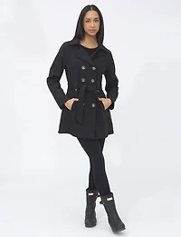 Lightweight Breathe-Tech® Softshell Double-Breasted Belted Trench Coat by Saki