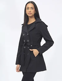 Lightweight Breathe-Tech® Softshell Double-Breasted Belted Trench Coat by Saki