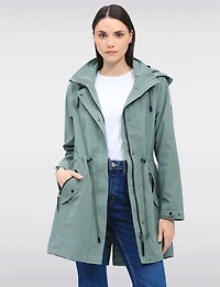 Vegan Versatile Active Jacket with Detachable Hood & Cinched Waist by Saki Sport