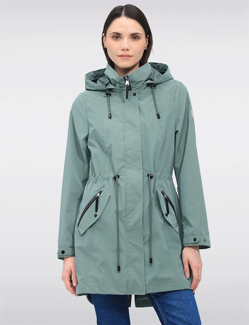 Vegan Versatile Active Jacket with Detachable Hood & Cinched Waist by Saki Sport