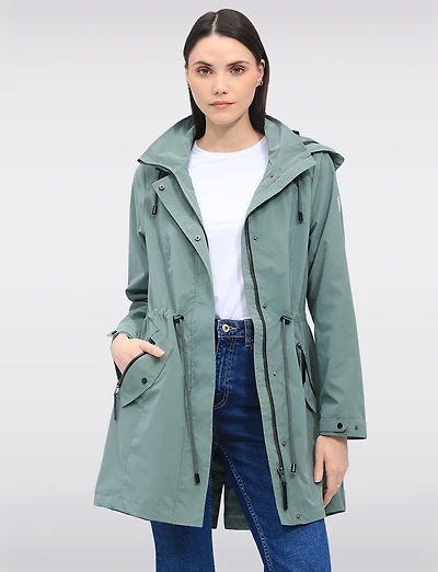 Vegan Versatile Active Jacket with Detachable Hood & Cinched Waist by Saki Sport