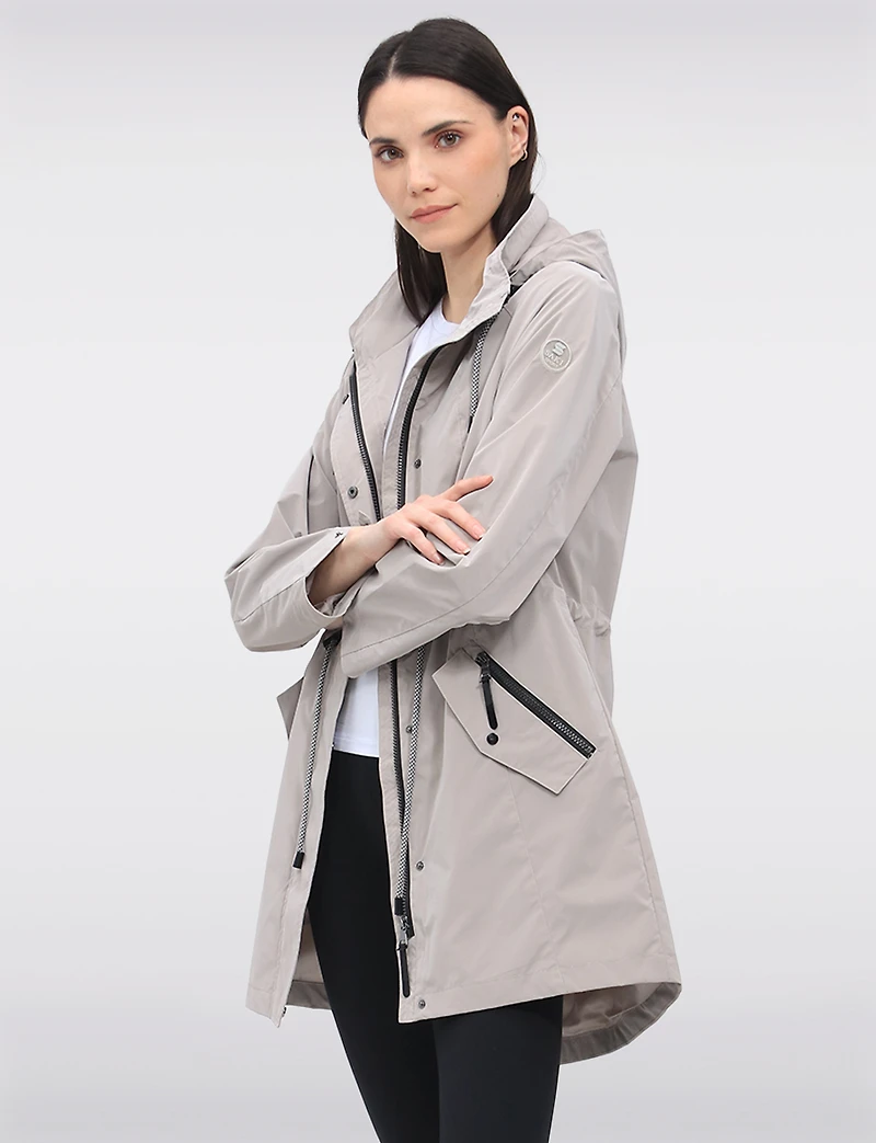 Vegan Versatile Active Jacket with Detachable Hood & Cinched Waist by Saki Sport
