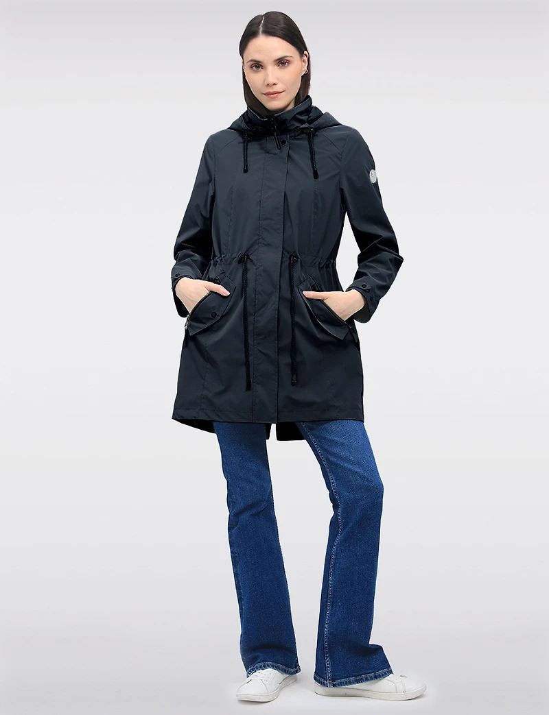 Vegan Versatile Active Jacket with Detachable Hood & Cinched Waist by Saki Sport